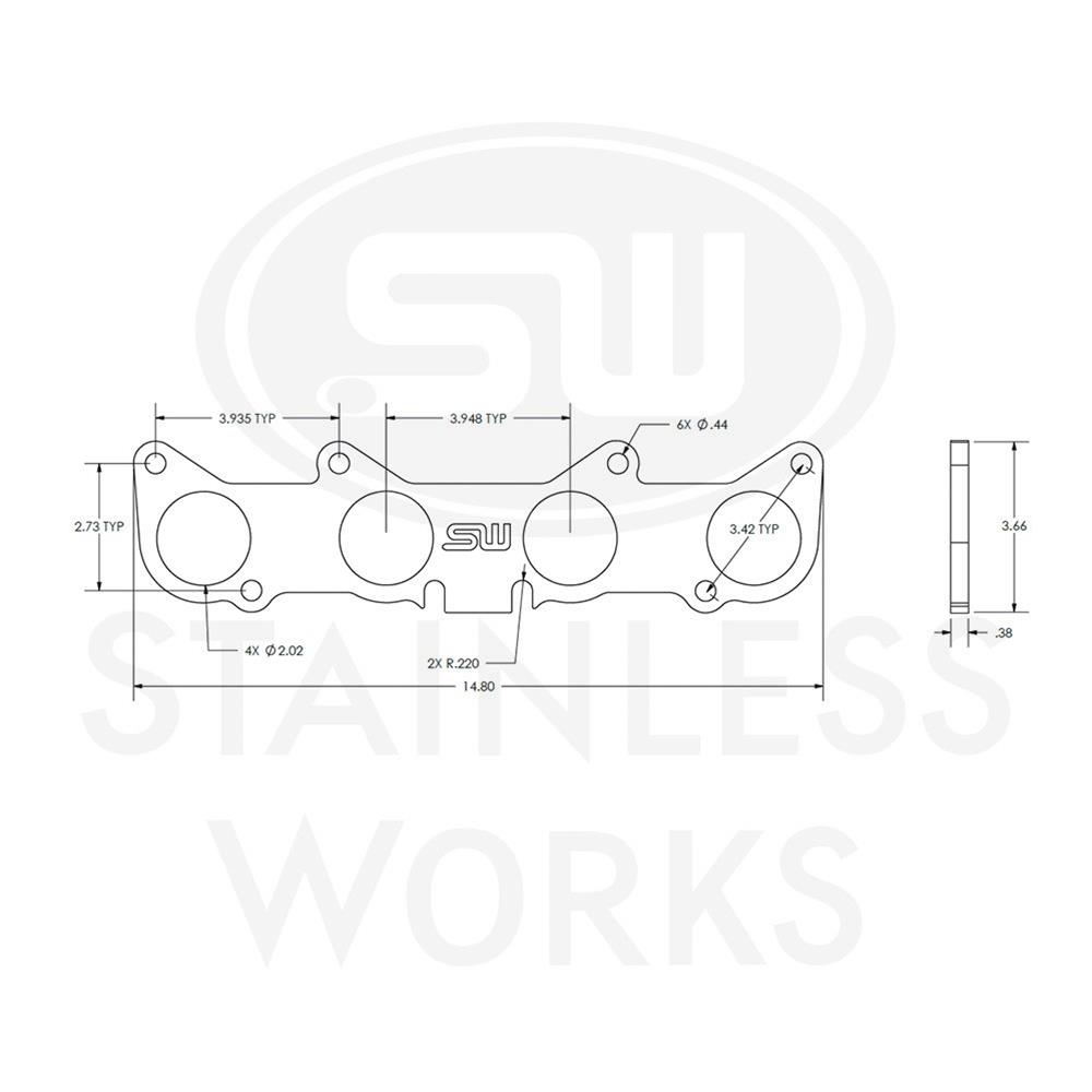 Stainless Works Ford 5.2L/5.0L Coyote Round Port Shaped Header 304SS Exhaust Flanges 2in Primaries thumbnail 3