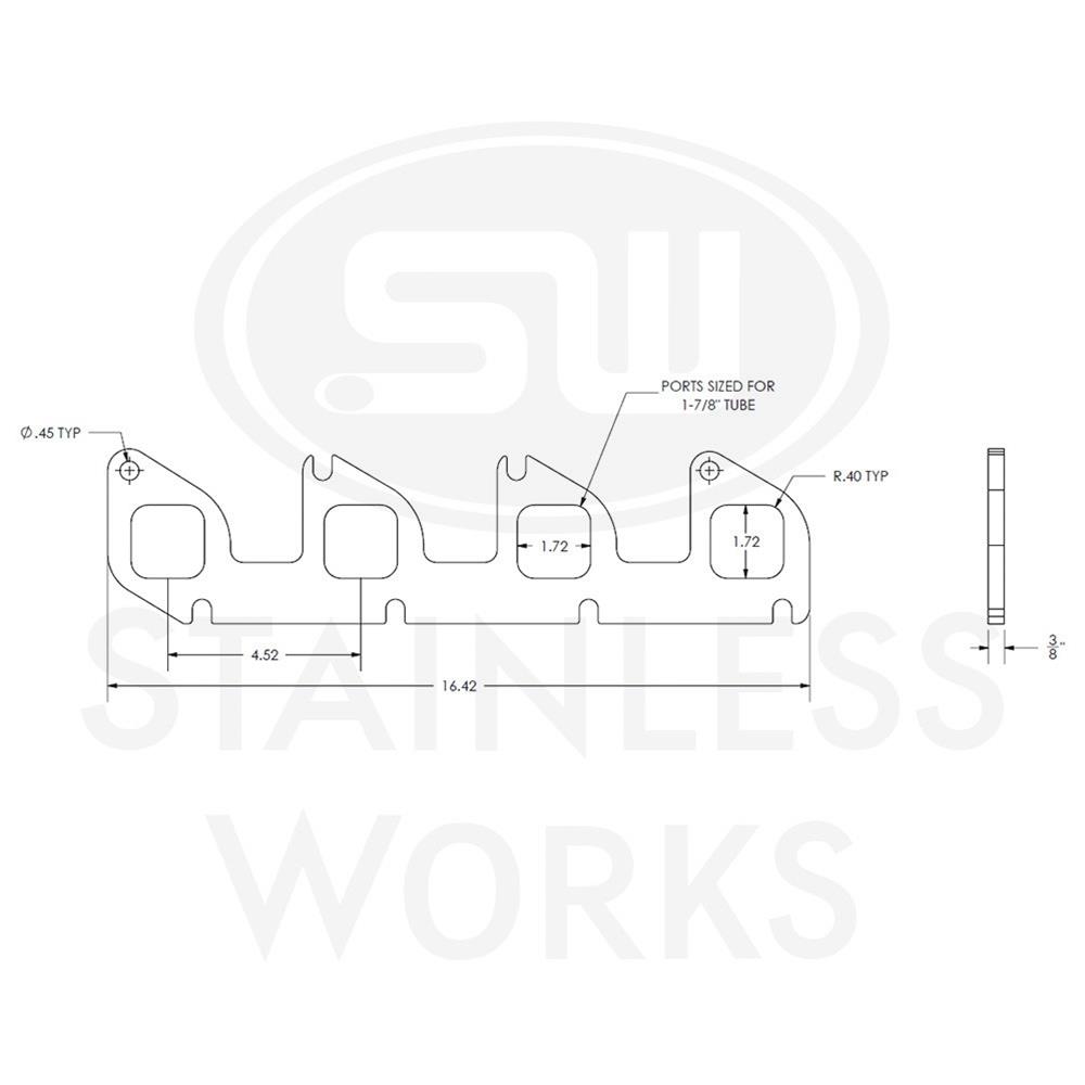 Stainless Works Ford 6.2L Square Port Shaped Header 304SS Exhaust Flanges 1-7/8in Primaries thumbnail 3