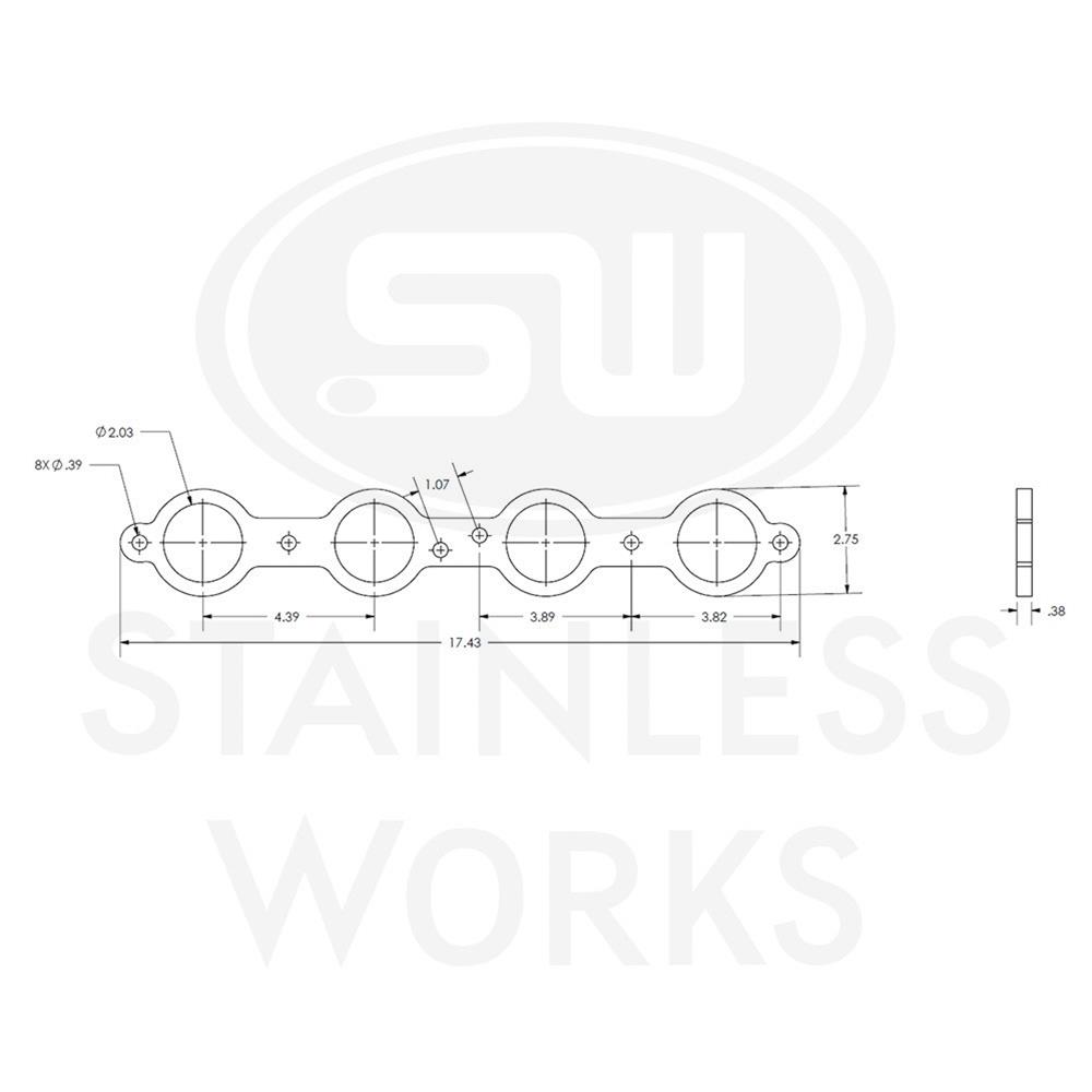Stainless Works Chevrolet LS1/LS6 Round Port Header 304SS Exhaust Flanges 2in Primaries thumbnail 3