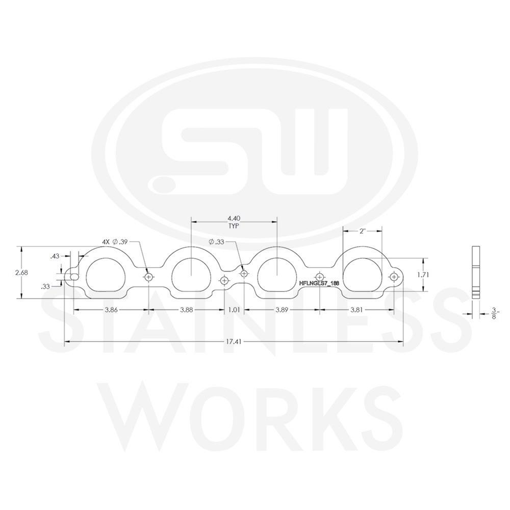 Stainless Works Chevrolet LS7 D-Port Shaped Header 304SS Exhaust Flanges 1-7/8in Primaries thumbnail 3