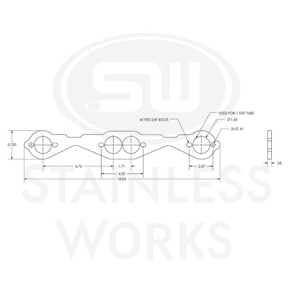 Stainless Works Small Block Chevy Round Port Header 304SS Exhaust Flanges 1-5/8in Primaries thumbnail 3