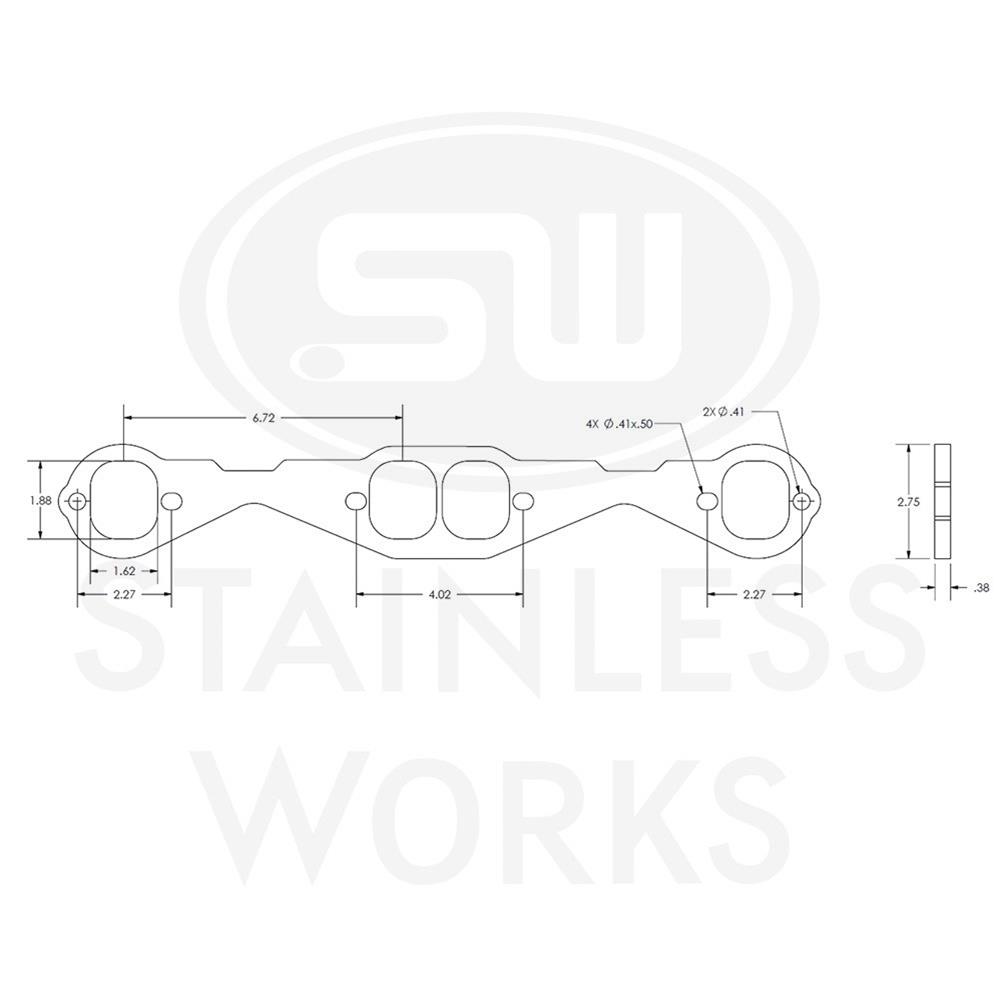 Stainless Works Small Block Chevy Squared Oval Port Header 304SS Exhaust Flanges 1-7/8in Primaries thumbnail 3