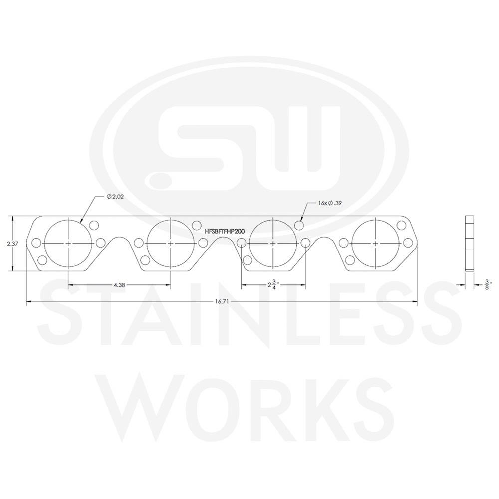 Stainless Works Small Block Ford Trick Flow High Port Header 304SS Exhaust Flanges 2in Primaries thumbnail 3