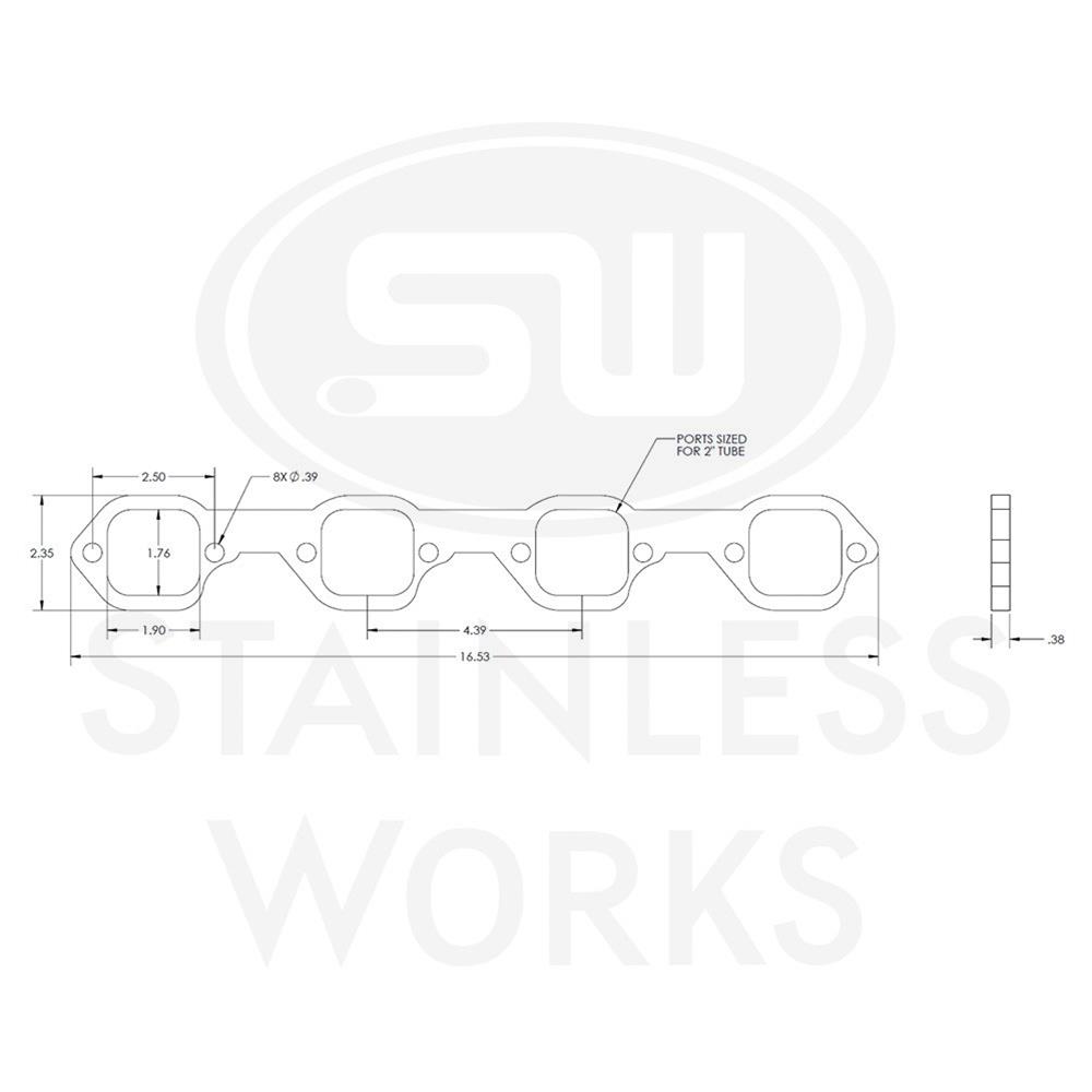 Stainless Works SBF Victor Senior Heads Square Port Header 304SS Exhaust Flanges 2in Primaries thumbnail 3