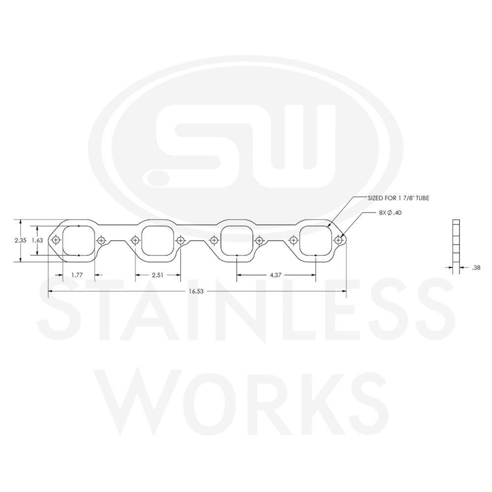 Stainless Works SBF Victor Senior Heads Square Port Header 304SS Exhaust Flanges 1-7/8in Primaries thumbnail 3