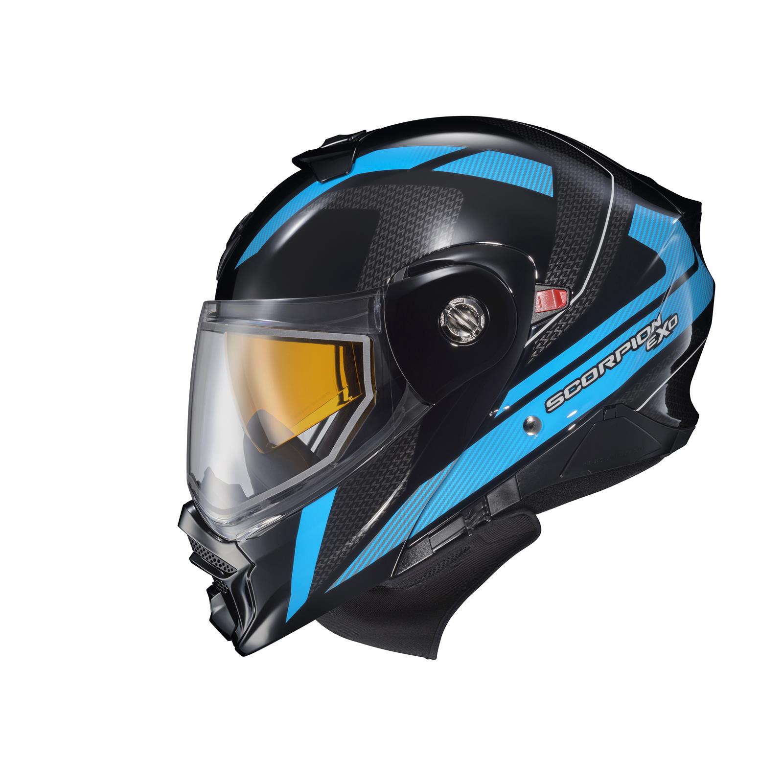 scorpion dual sport helmet Black/Orange EXO-AT960 Modular Topographic less system allowing you to easily and quickly swap your shield for goggles EXO T520 Full Face Helmet