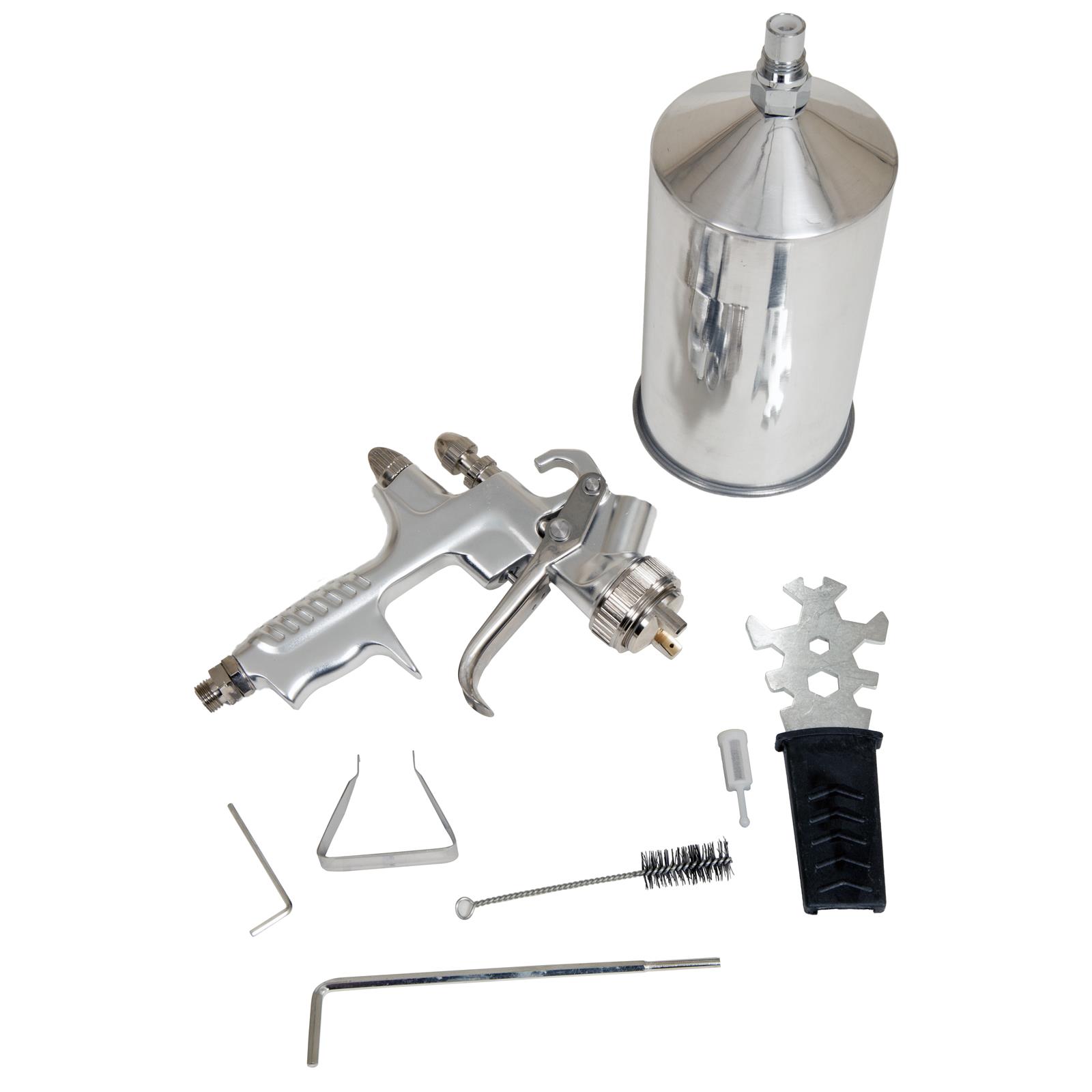 Paint Spray Gun LVLP Polished Aluminum Gravity Feed 1.4 mm Nozzle 1000 ml Cup