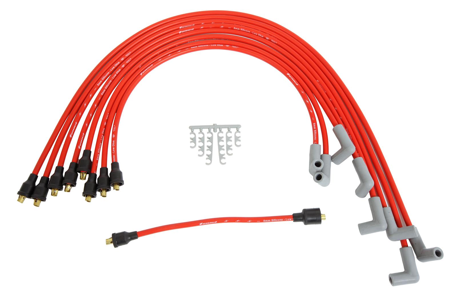 Silicone Spark Plug Wires Set 8mm with 90 Degrees Red Silicone