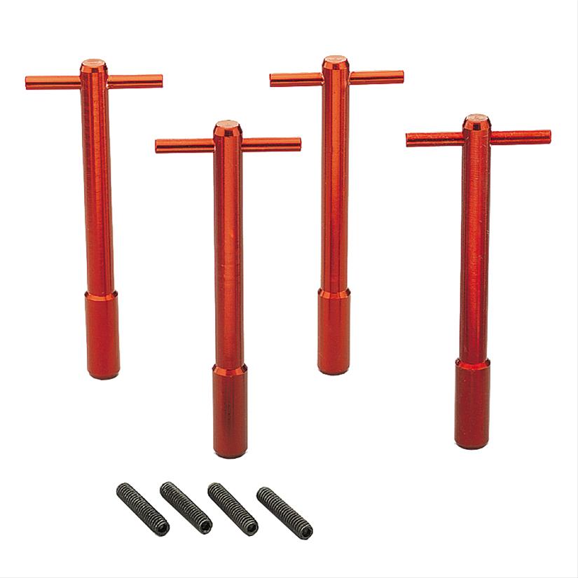 VALVE COVER RED T-BOLTS ALUMINUM SET OF 8 WITH 1/4-20 STUD 5" LONG ANODIZED