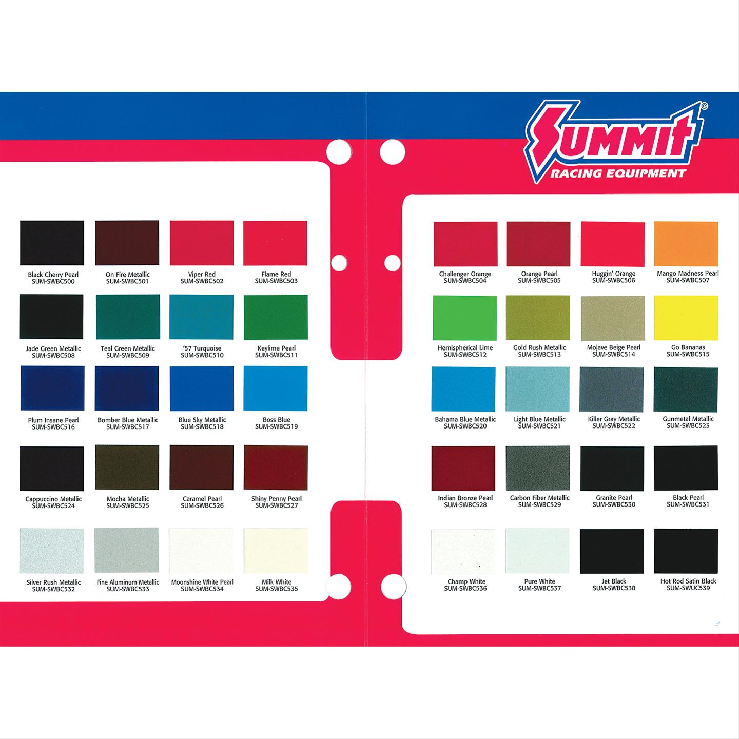 Summit Racing® 2Stage System Paint Chip Charts SUMSWCCC12 Free