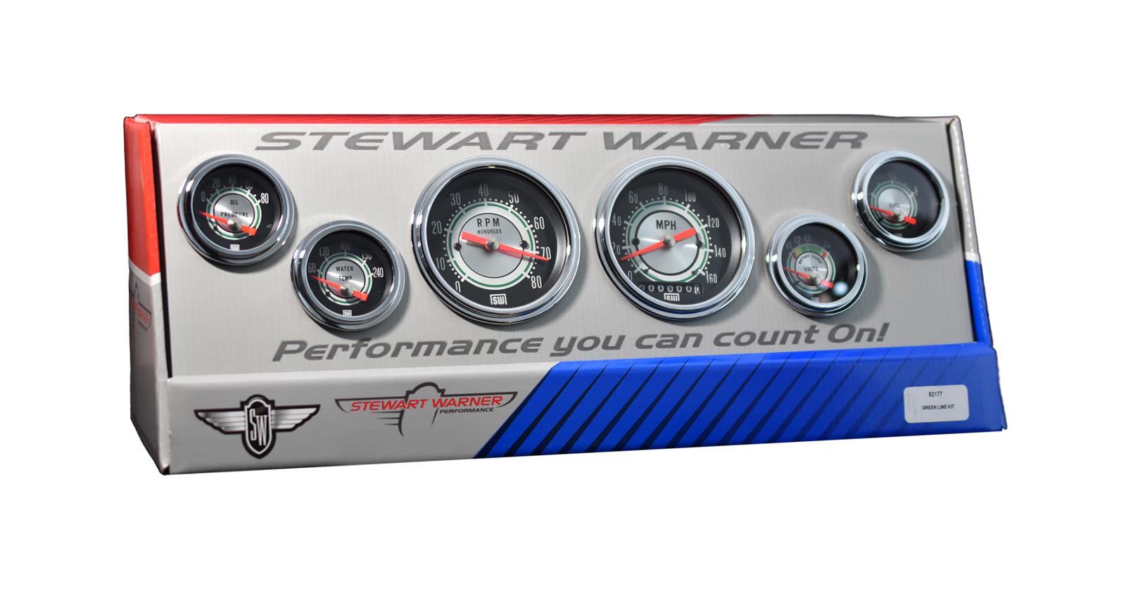 Stewart Warner 82177 Stewart Warner Green Line Analog Gauge Kits