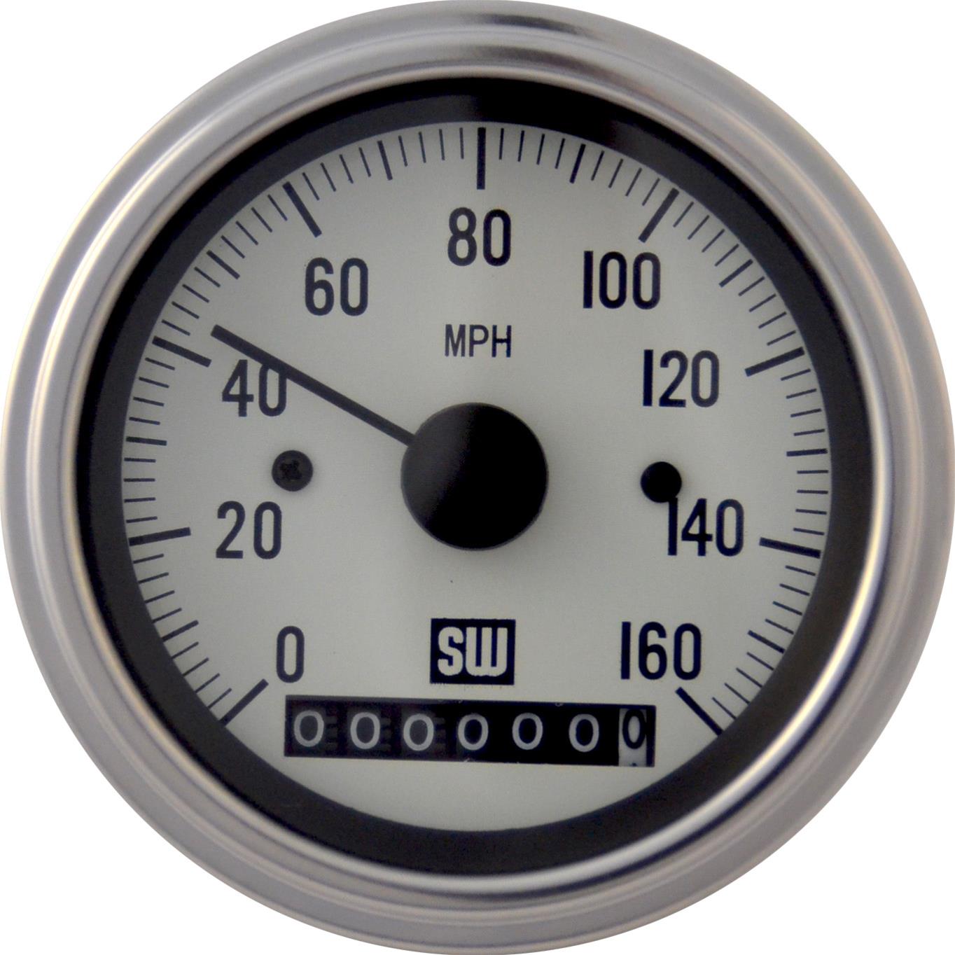 Stewart Warner 82961WHT Stewart Warner Deluxe Series Speedometers Summit Racing