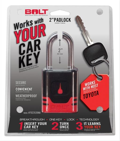 BOLT Padlocks 7023539 Padlock, 0.313 in. U-Bolt Diameter, Uses Toyota Ignition Key, Each thumbnail 4