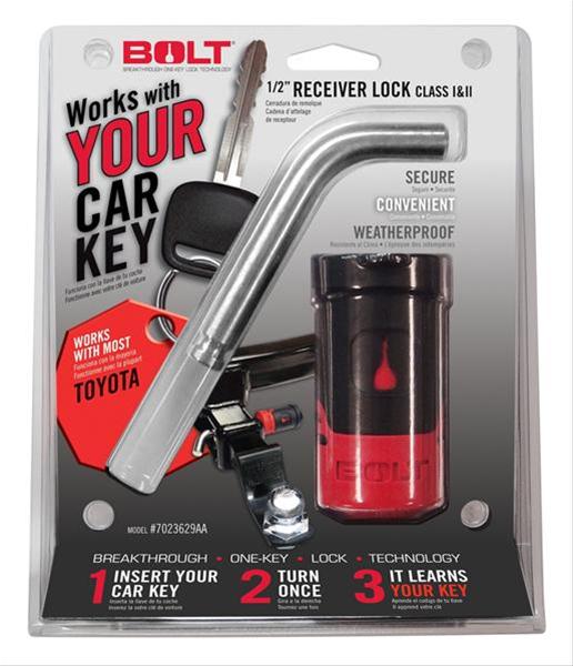 BOLT Receiver Locks 7023629 Lock, 0.500 in. Receiver/Coupler Diameter, Uses Toyota Ignition Key, Each