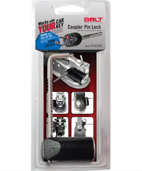 BOLT Coupler Pin Locks 7025290 Latch Lock, 1/4 in. Diameter, Stainless Steel, Uses Ford Side Cut Ignition Key, Each