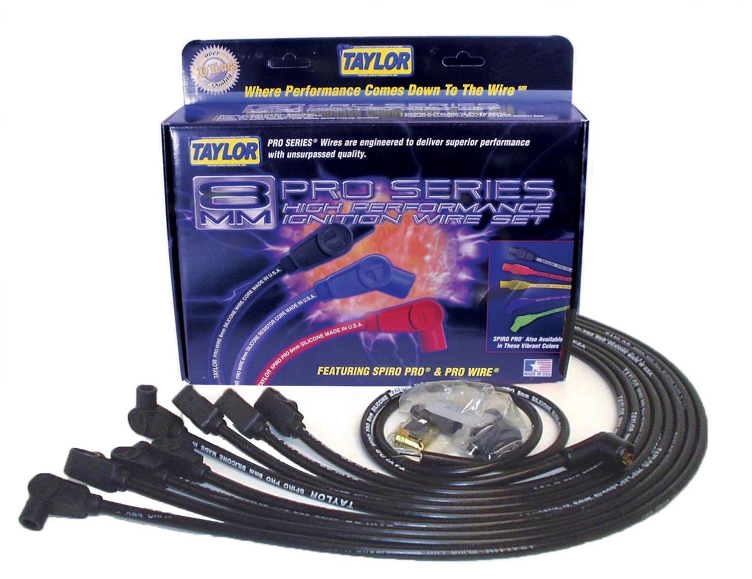 Taylor Cable Spark Plug Wire Set SBC 8mm Pro Race 76029 Taylor Cable Spark Plug Wire Set SBC 8mm Pro Race 76029