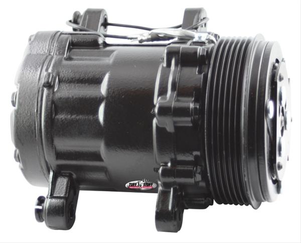Tuff Stuff Performance Air Conditioning Compressors 4517NC6GBLA Compressors, Sanden SD-7, Aluminum, Black, Clutch, Serpentine Pulley, 6-groove, Each