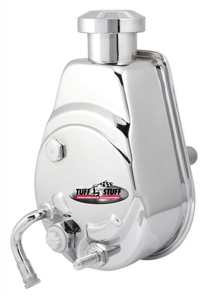 Tuff Stuff Performance Direct Replacement Power Steering Pumps 6182A Pump, Saginaw P Series, Attached Reservoir, Chrome, Chevy, Pontiac, Each