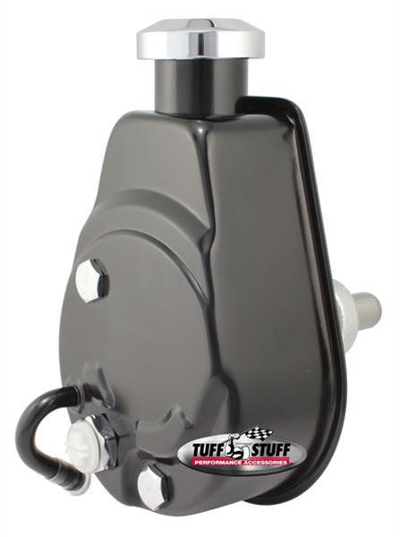 Tuff Stuff Performance Power Steering Pumps 6189B Pump, Saginaw, Small Block, Black, Integral Reservoir, Black, Press-Fit, Hose Barb, Female Threads, Each
