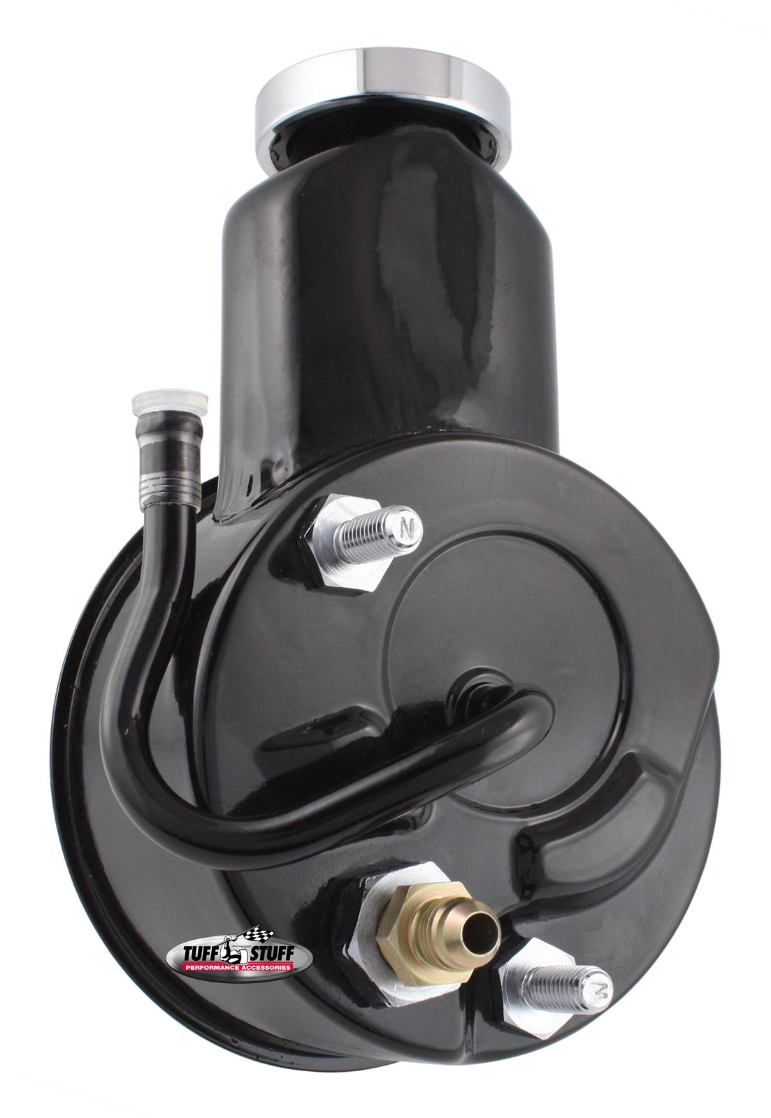 Tuff Stuff Performance Direct Replacement Power Steering Pumps 6190B Pump, Saginaw P Series, Chrome, Cap, Black Powdercoated Reservoir, Chevy, Each