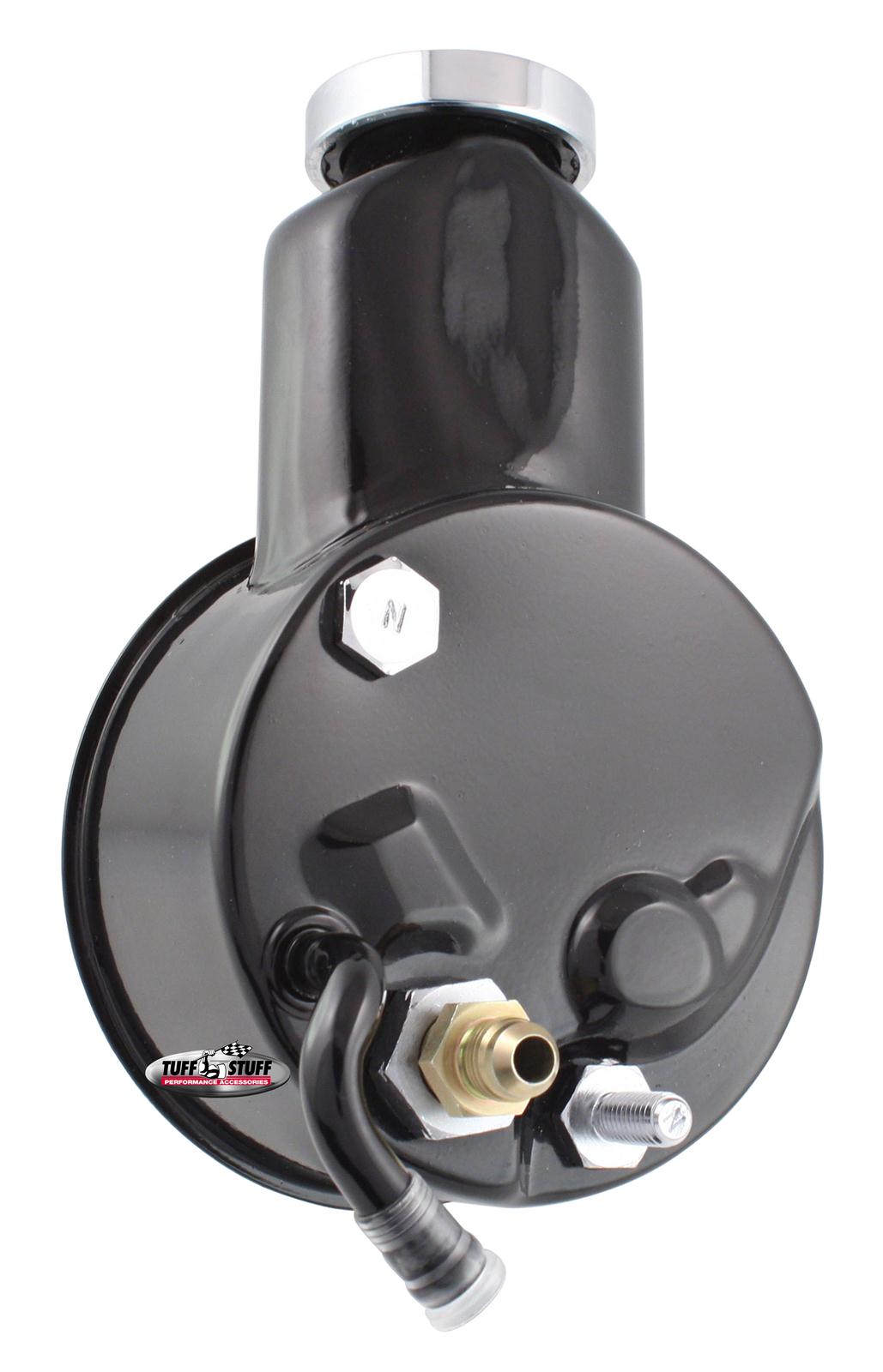 Tuff Stuff Performance Direct Replacement Power Steering Pumps for 1969 CAMARO, NOVA - 6191B Pump, Saginaw P Series, Chrome, Cap, Black Powdercoated Reservoir, Chevy, Each