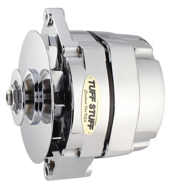 Tuff Stuff Performance High-Amp Output Alternators 7127NK6 Alternator, Performance, High Amp, GM 10si Case Style, 12 V, 140 Amps, Chrome, V-Belt Pulley, Each