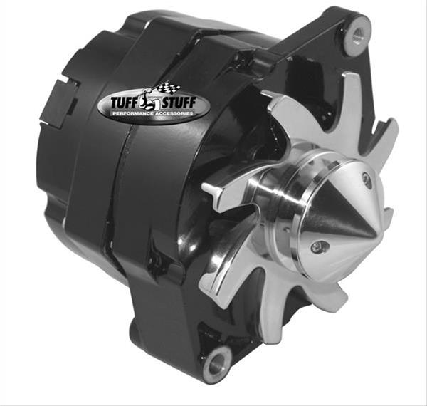 Tuff Stuff Performance Silver Bullet Stealth Black Alternators 7140FBULL12 Alternator, Performance, Bullet, High Amp, GM 10si Case Style, 12 V, 140 Amps, Powdercoated, V-Belt Pulley, Each thumbnail 2