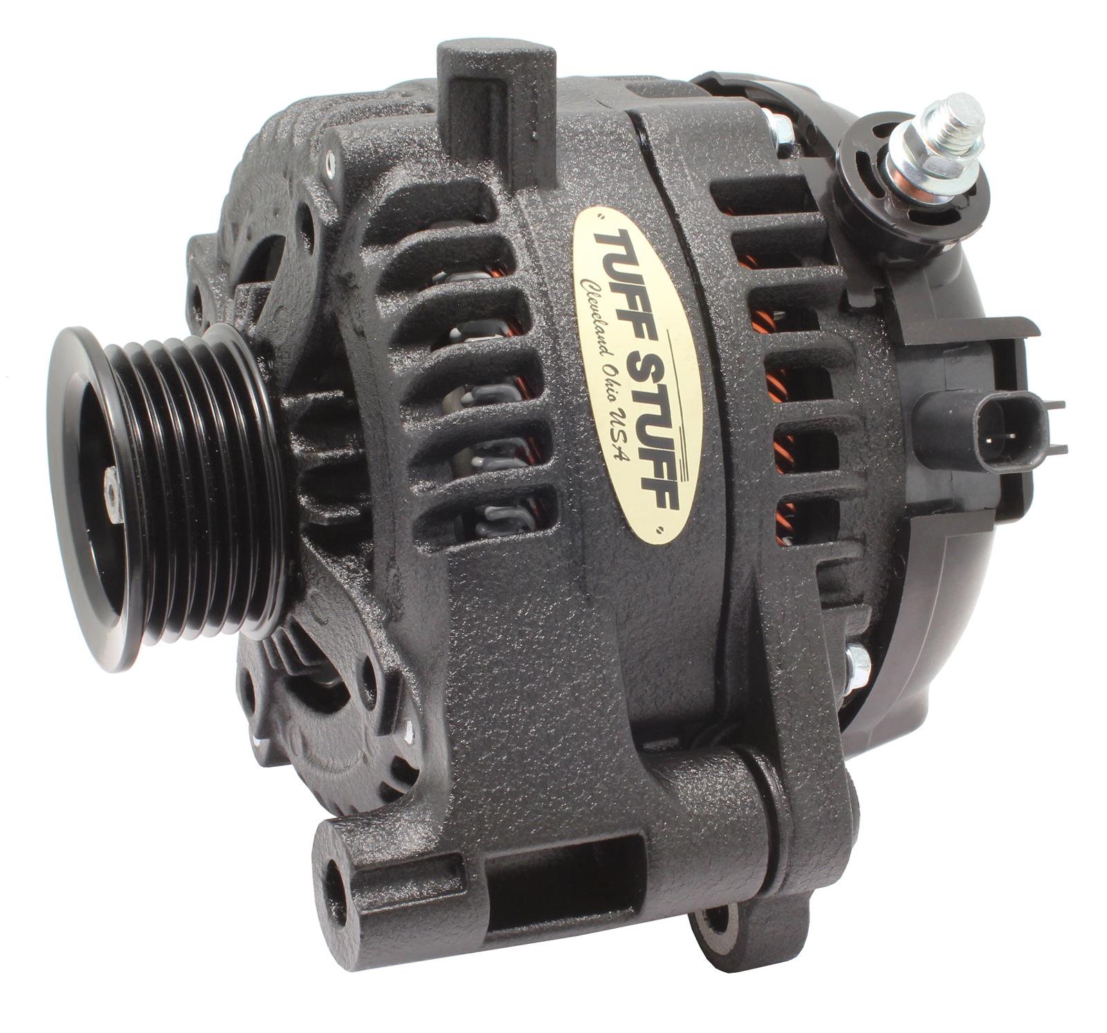 Tuff Stuff Performance Mudder Wrangler JK High-Amp Alternators 7514B Alternator, Mudder, 175 Amp, 6G, Black Wrinkle Powdercoat, 2012-18 Jeep JK, Each