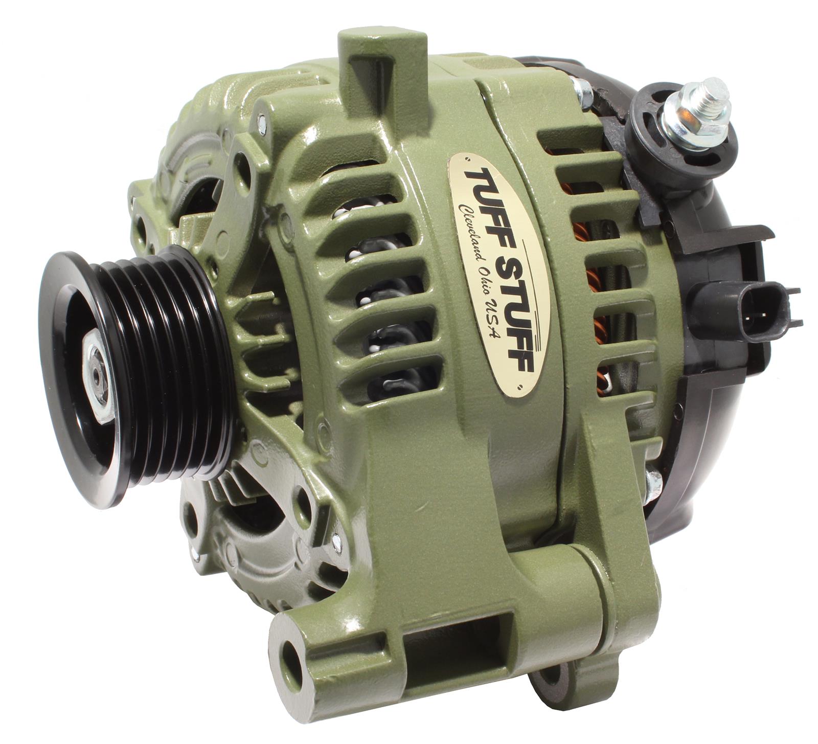 Tuff Stuff Performance Mudder Wrangler JK High-Amp Alternators 7514G Alternator, Mudder, 175 Amp, 6G, Army Green Powdercoat, 2012-18 Jeep JK, Each