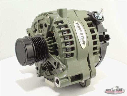 Tuff Stuff Performance High-Amp Output Alternators for 2020-2022 GLADIATOR, 2018-2022 WRANGLER - 7517G Alternators, Output, Denso, 12 V, 240 amps, Green Powdercoated, Serpentine Pulley, Jeep, Each thumbnail 2