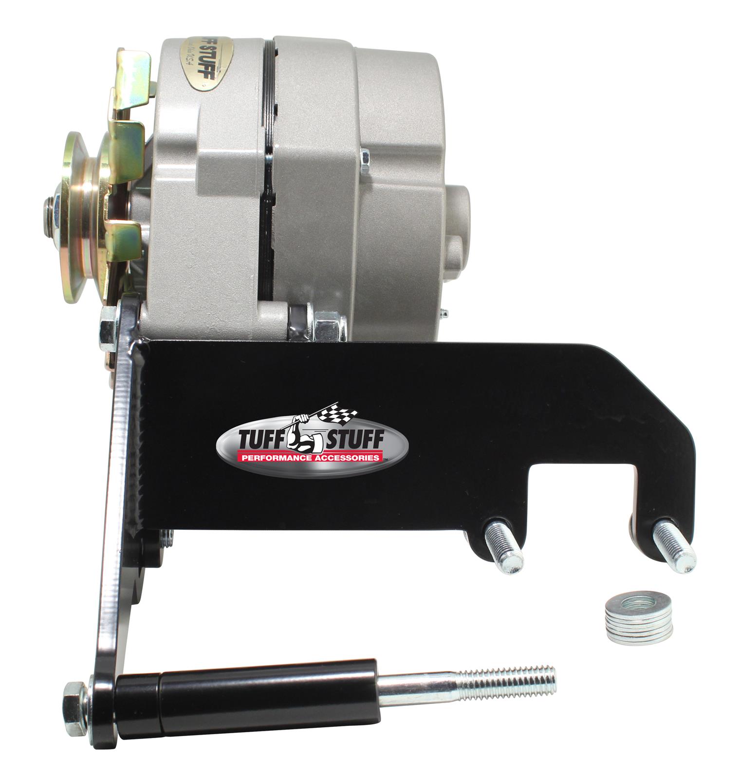 Tuff Stuff Performance Alternator Brackets 7668B Bracket for Chevy SBC Long Water Pump Stealth Black Powder Coated thumbnail 2