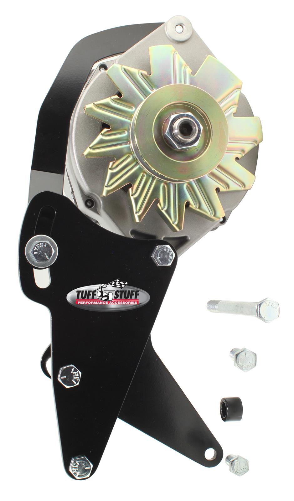 Tuff Stuff Performance Alternator Brackets 7670B Bracket for Chevy BBC Long Water Pump Stealth Black Powder Coated