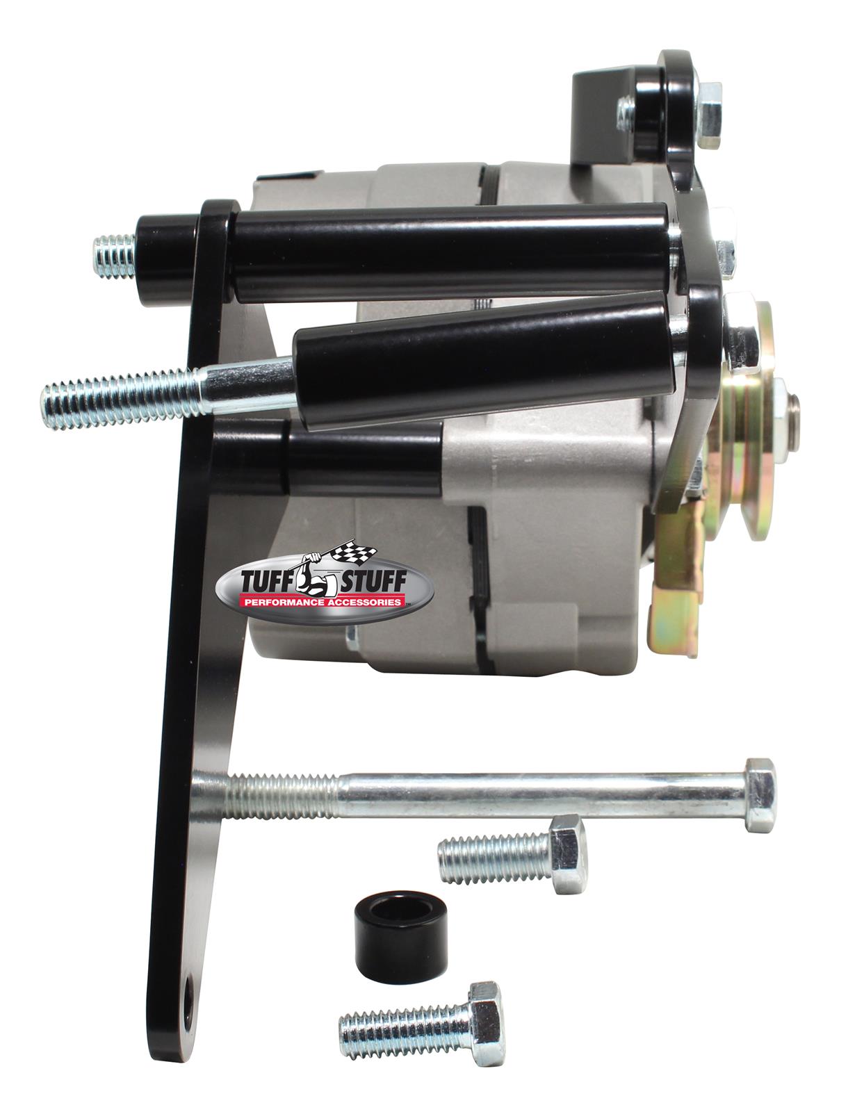 Tuff Stuff Performance Alternator Brackets 7670B Bracket for Chevy BBC Long Water Pump Stealth Black Powder Coated thumbnail 2