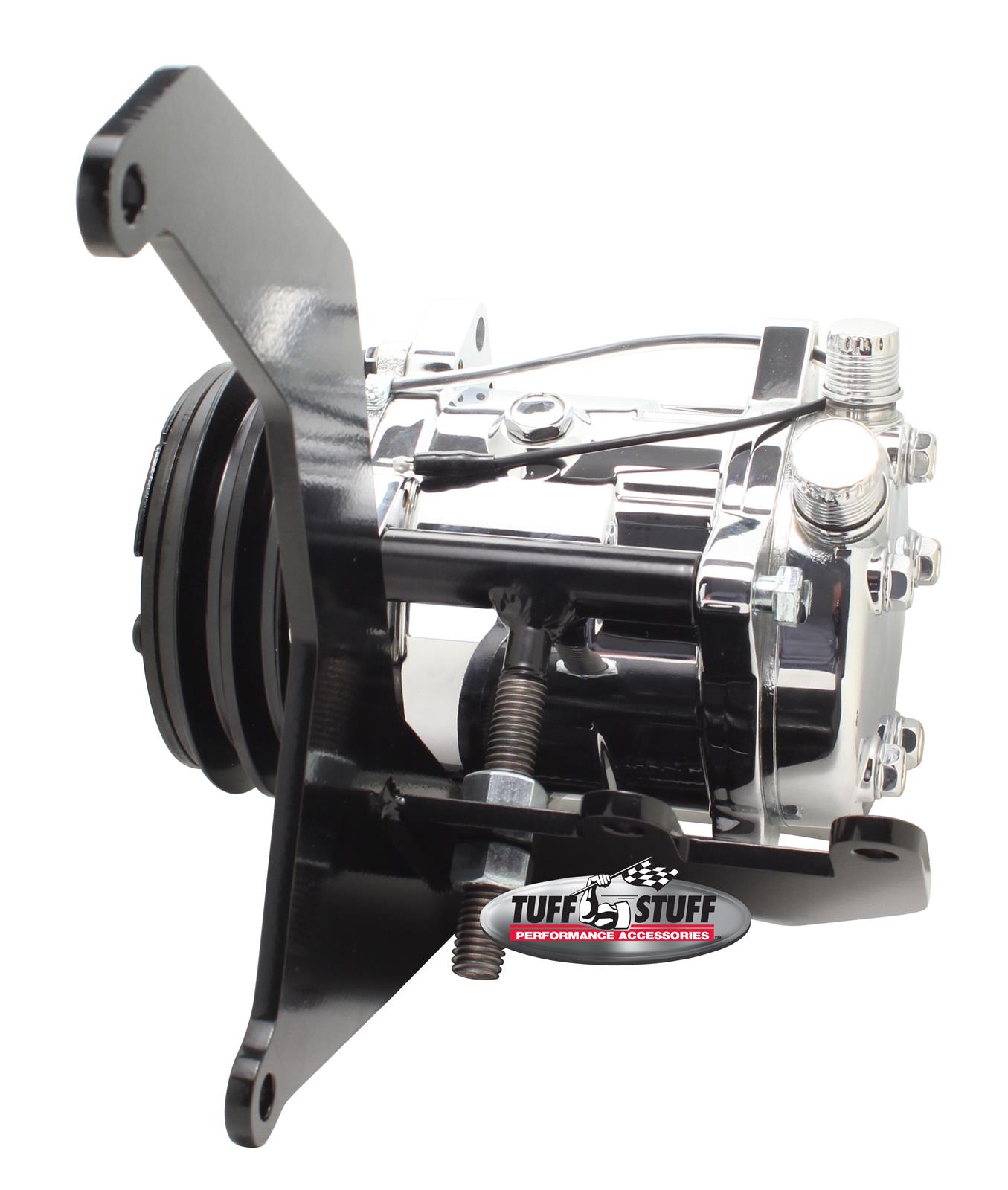 Tuff Stuff Performance Air Conditioner Brackets 8493B A/C Compressor Bracket for Sanden SD508 W/ SBC Short Water Pump Black Powder Coated thumbnail 2