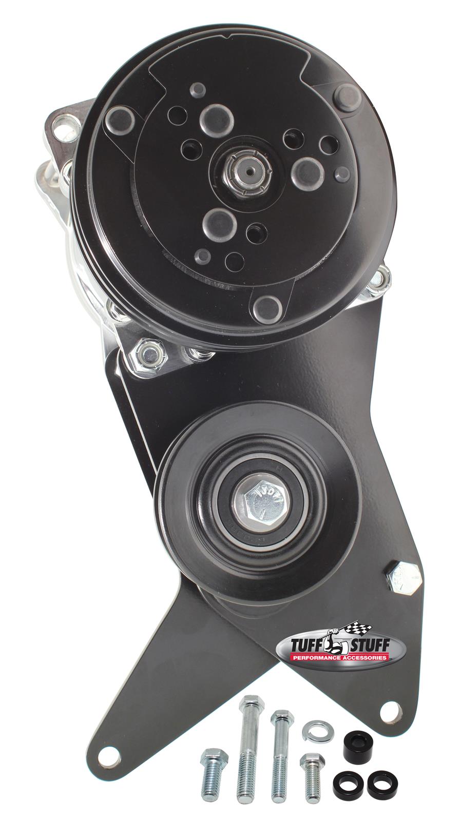 Tuff Stuff Performance Air Conditioner Brackets 8495B A/C Compressor Bracket for Sanden SD508 W/ BBC Short Water Pump Black Powder Coated