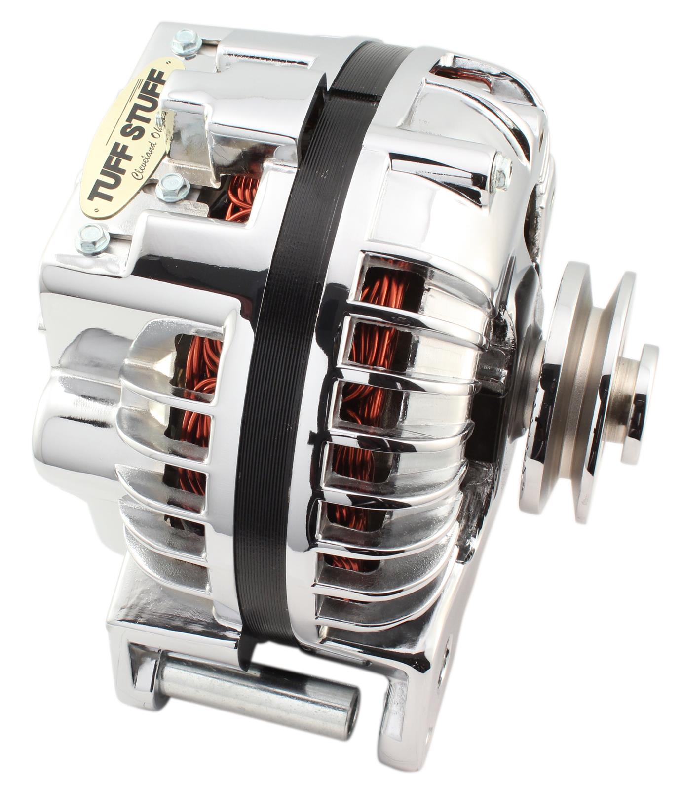 Tuff Stuff Performance High-Amp Output Alternators 8509RCSP Alternator, Replacement, 100 Amps, 1-Groove V-Belt, Chrome Finish, Chrysler, Dodge, Plymouth, Each