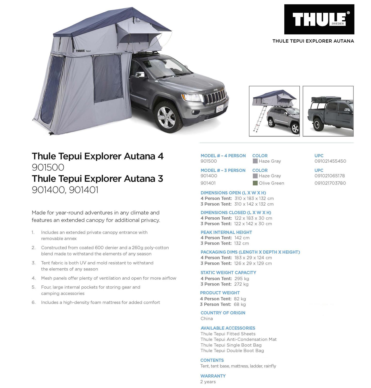 Thule 901402 Tepui Explorer Series Autana Tents With Annexes Thule 901402 Tepui Explorer Series Autana Tents With Annexes