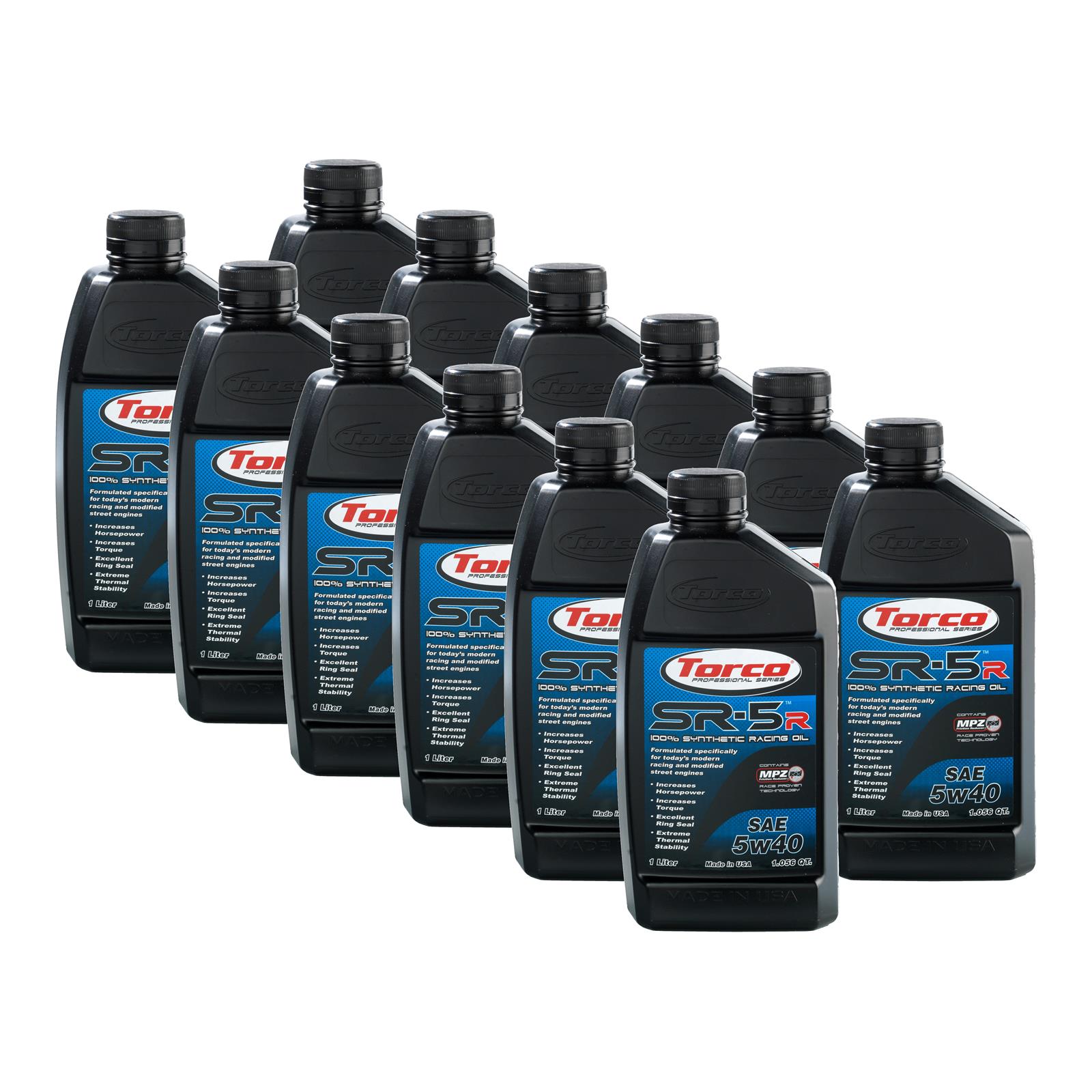 5w40 Torco SR-5r 100 Percent Synthetic Racing Oil A150540C Engine Oil, 100% Oil, 5W40, 1 Liter, Set of 12