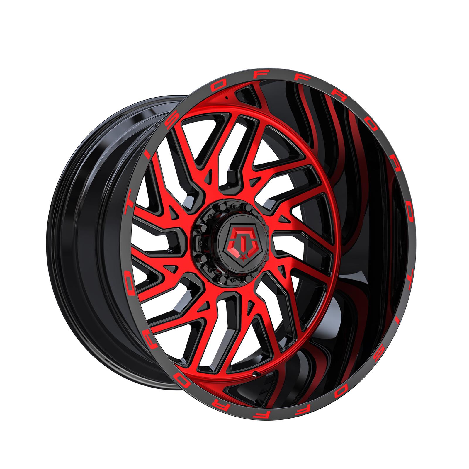 Tis Wheels A256702 Tis Wheels 544 Gloss Black Wheels With Red Milled 