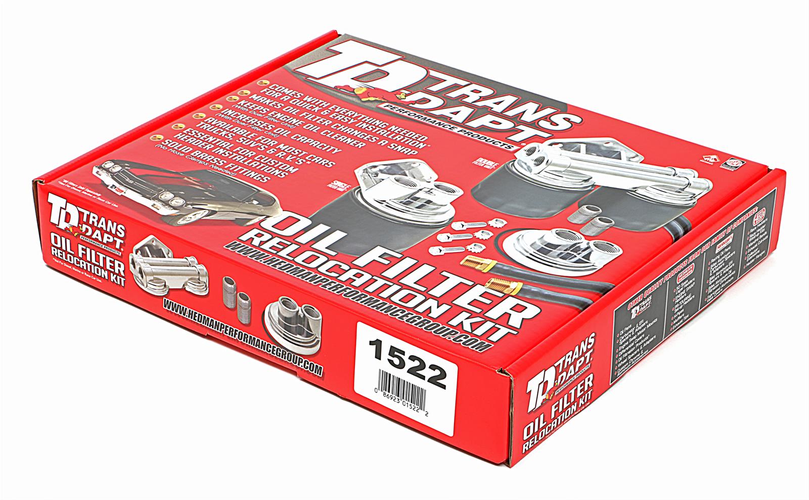 Trans-Dapt Performance Products Oil Filter Relocation Kits 1522 OIL FILTER RELOCATION KIT HORIZONTAL