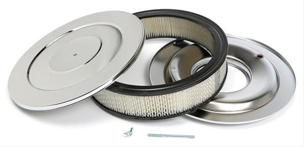 Trans-Dapt Performance Chrome Air Cleaners 2146 Filter Assembly, 14 in. Diameter, Round, Flat Base, Steel, Chrome, 3 in. Filter Height, Each thumbnail 2