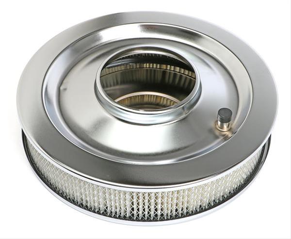 Trans-Dapt Performance Chrome Air Cleaners 2146 Filter Assembly, 14 in. Diameter, Round, Flat Base, Steel, Chrome, 3 in. Filter Height, Each