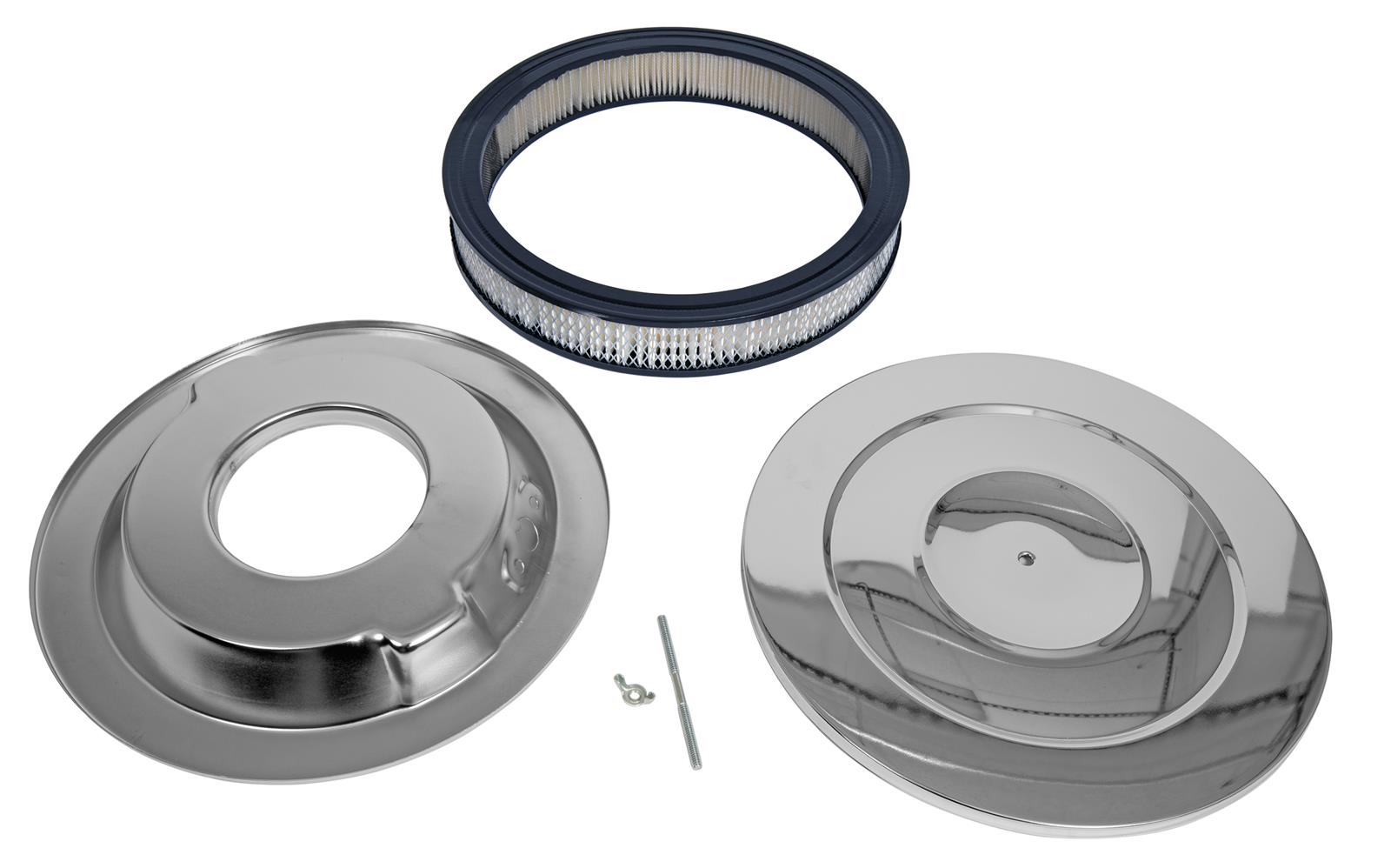 Trans-Dapt Performance Chrome Air Cleaners 2147 Filter Assembly, 14 in. Diameter, Round, Dropped Base, Steel, Chrome, 2 in. Filter Height, Each thumbnail 2