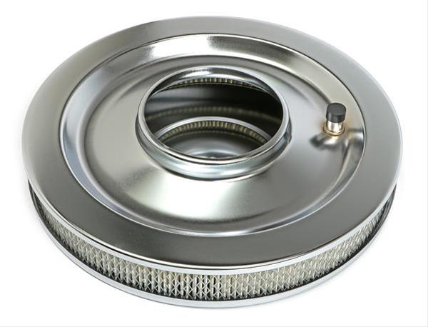 Trans-Dapt Performance Chrome Air Cleaners 2148 Filter Assembly, 14 in. Diameter, Round, Flat Base, Steel, Chrome, 2 1/8 in. Filter Height, Each
