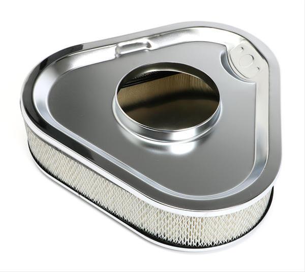 Trans-Dapt Performance Chrome Air Cleaners 2294 Filter Assembly, Triangle, Dropped Base, Steel, Chrome, 3 in. Filter Height, Each