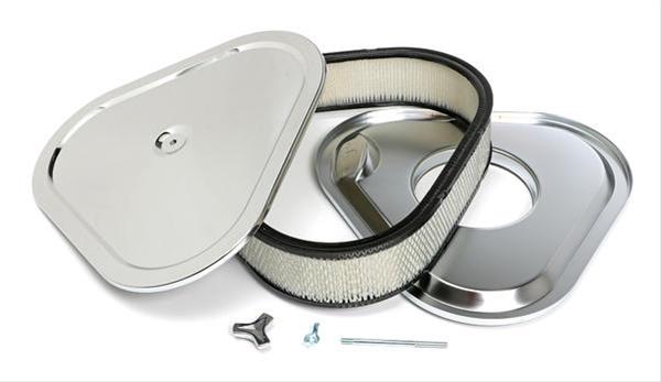 Trans-Dapt Performance Chrome Air Cleaners 2294 Filter Assembly, Triangle, Dropped Base, Steel, Chrome, 3 in. Filter Height, Each thumbnail 3