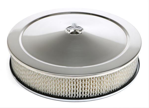 Trans-Dapt Performance Chrome Air Cleaners 2463 Filter Assembly, 14 in. Diameter, Round, Dropped Base, Steel/Stainless, Polished/Chrome, 3 in. Filter, Each thumbnail 2