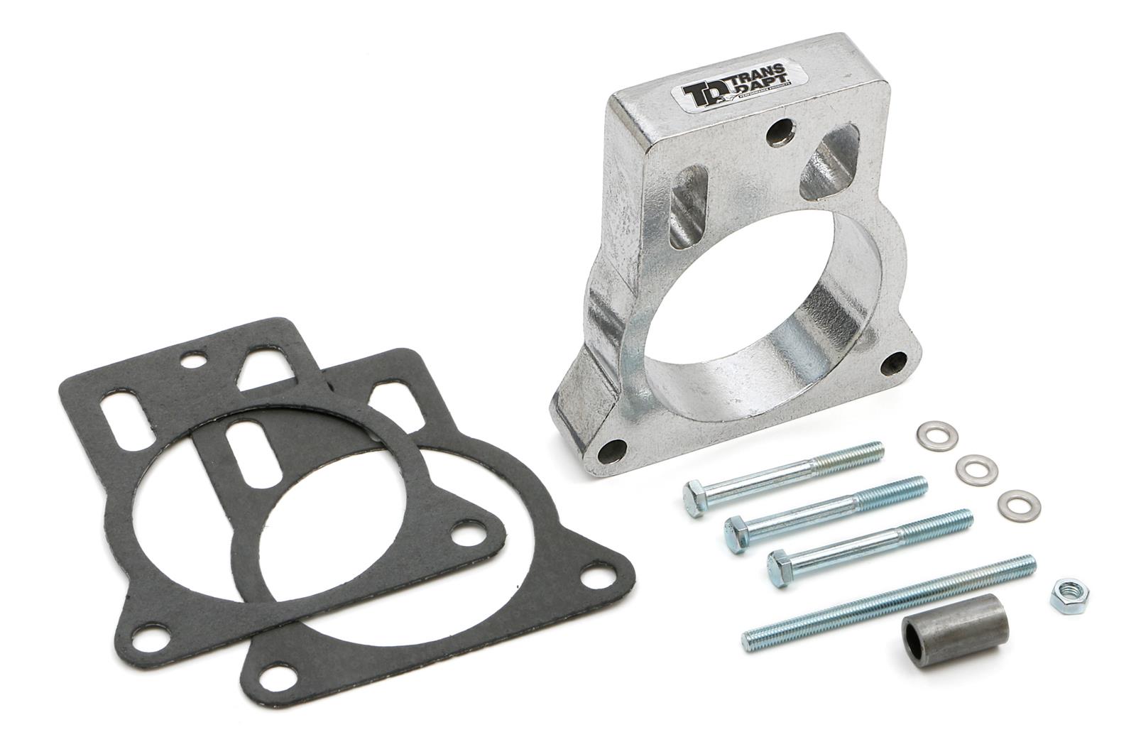 Trans-Dapt Performance Smooth Bore TBI Spacers 2765 Throttle Body Spacer, Bore, Aluminum, Natural, 1 in., Chevy, GMC, Pickup/SUV, Each thumbnail 2