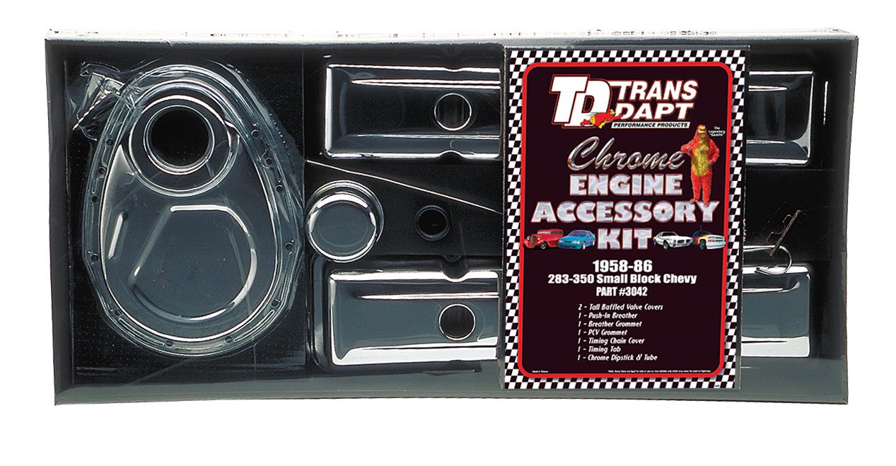 Trans-Dapt Performance Chrome Engine Dress-Up Kits 3043 Kit, Steel, Chrome, Chevy, Small Block, Kit