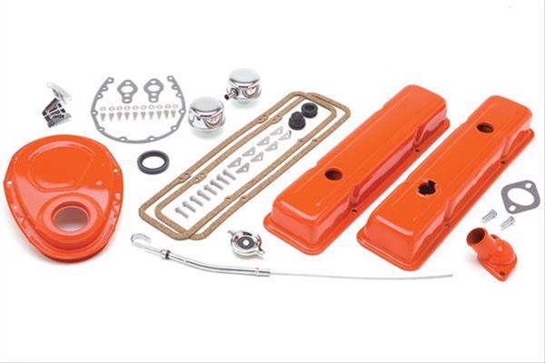 Trans-Dapt Performance PerfectMatch Powdercoated Engine Dress-Up Kits 3051 Kit, PerfectMatch, Steel, Orange Powdercoated, Chevy, Small Block, Kit